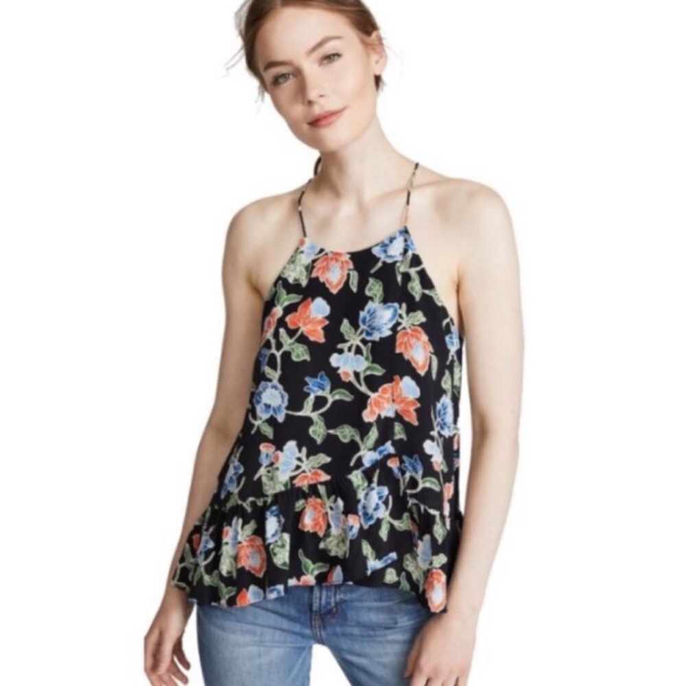 Joie Black Floral Tank Top